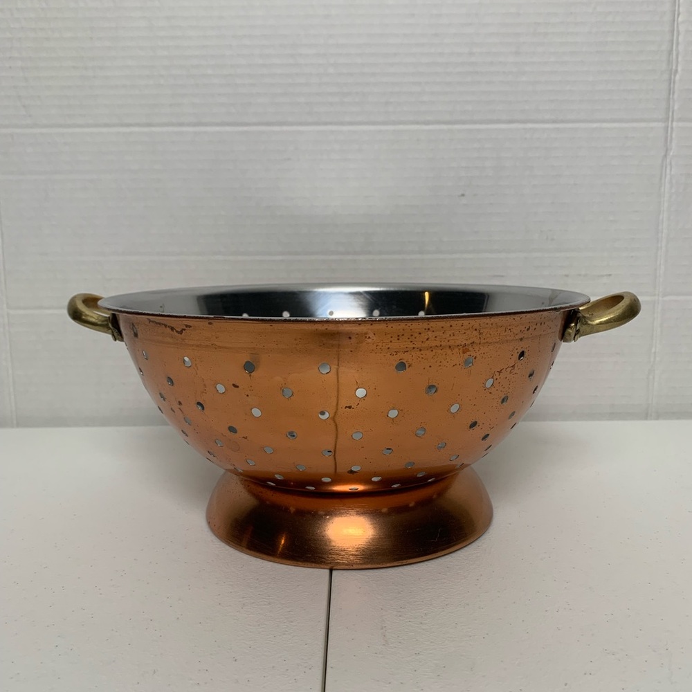 Farmhouse Cottage Copper Colored Stainless Steel Colander Strainer Home Decor